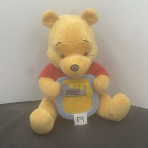 Winnie the Pooh Photo Frame Plush  Disney Store Holding Honey Pot 10"‎ Vintage